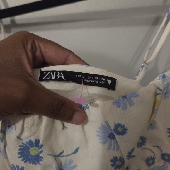 Zara Women's White Floral Sleeveless Mini Dress. Size L Coquette Babydoll Y2k - Picture 8 of 9